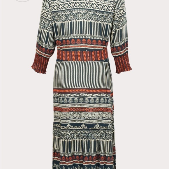 Rubyyaya Noida Maxi Dress Black Red Button Front Collared Full Sleeve Size Small - Picture 2 of 16